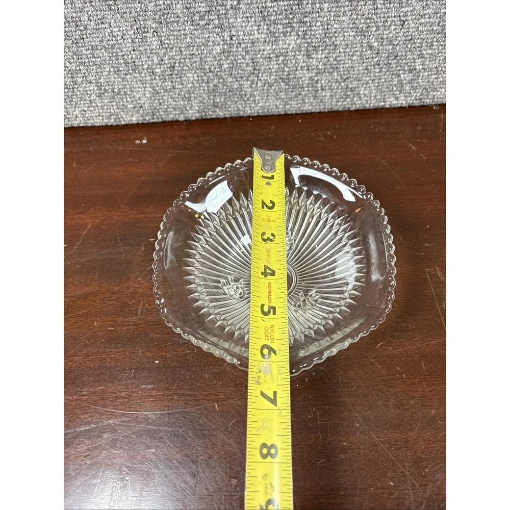 Jeannette Glass Footed Candy Dish, Anniversary Pattern, Ribbed, Scalloped, Clear